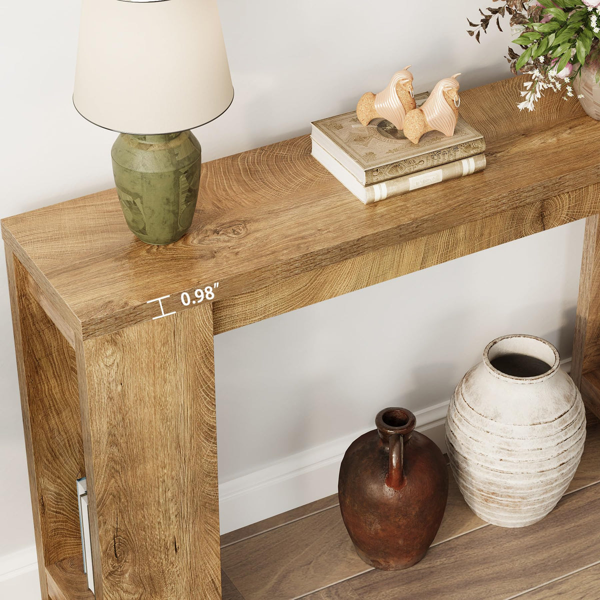 Tohomeor Entryway Console Table, Farmhouse Narrow Sofa Table Behind Couch, Wood Rectangular Accent Table for Living Room Hallway Entrance Foyer, Rustic Wood Grain