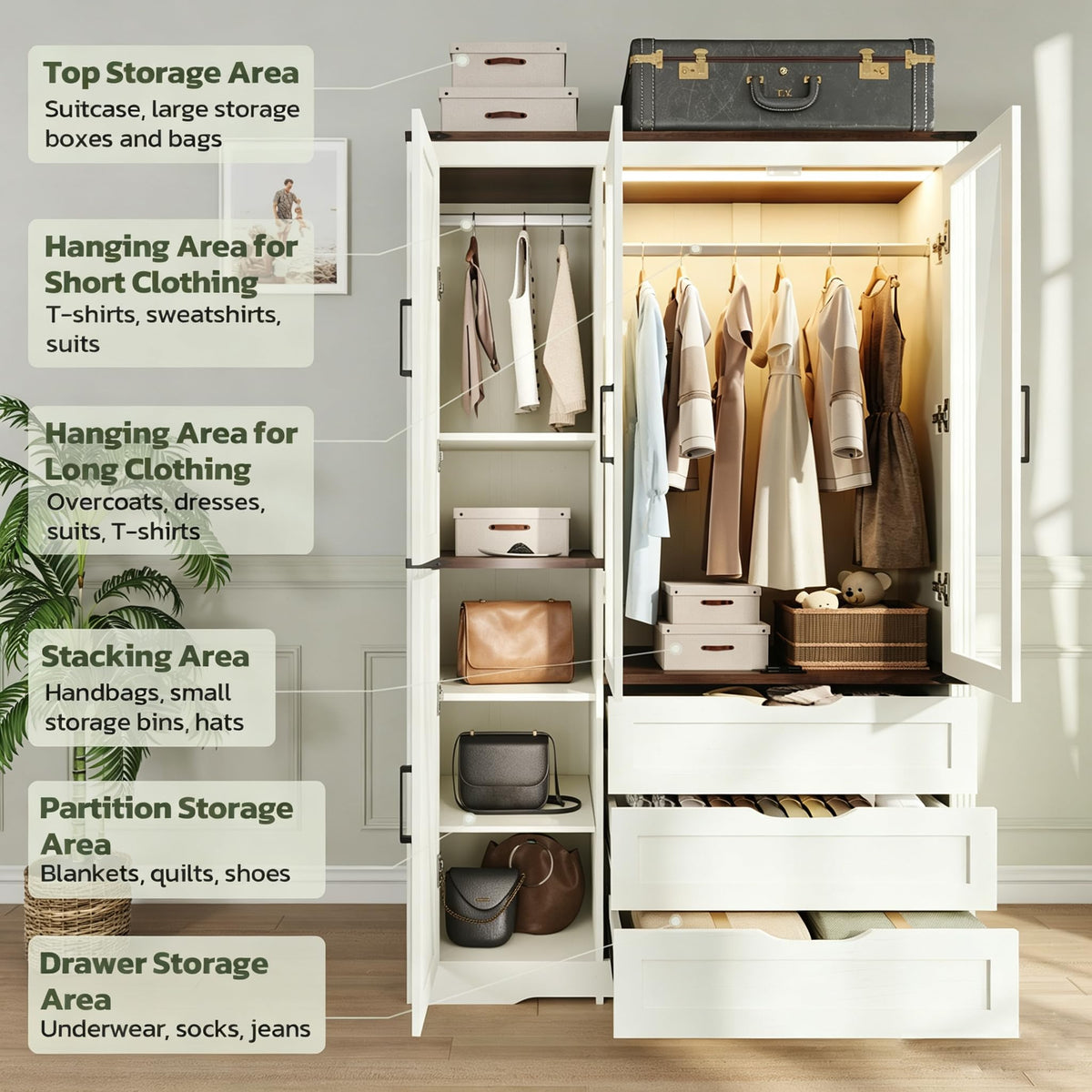 4-Door LED Wardrobe