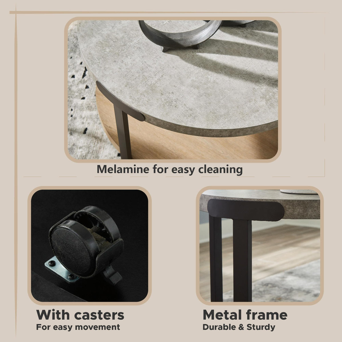 Signature Design by Ashley Round Coffee Table and End Table Set of 3