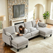 U-Shaped Corduroy Sectional Sofa