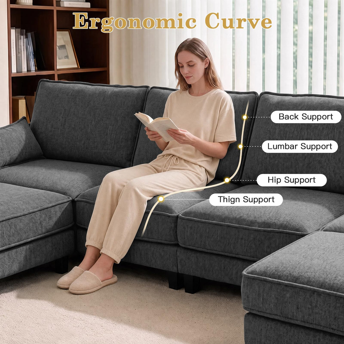 U-Shaped Chenille Modular Sectional
