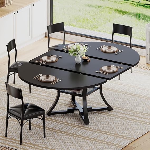Expandable Round Dining Table Set for 4–8