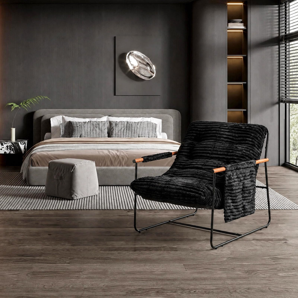 Black Corduroy Accent Chair