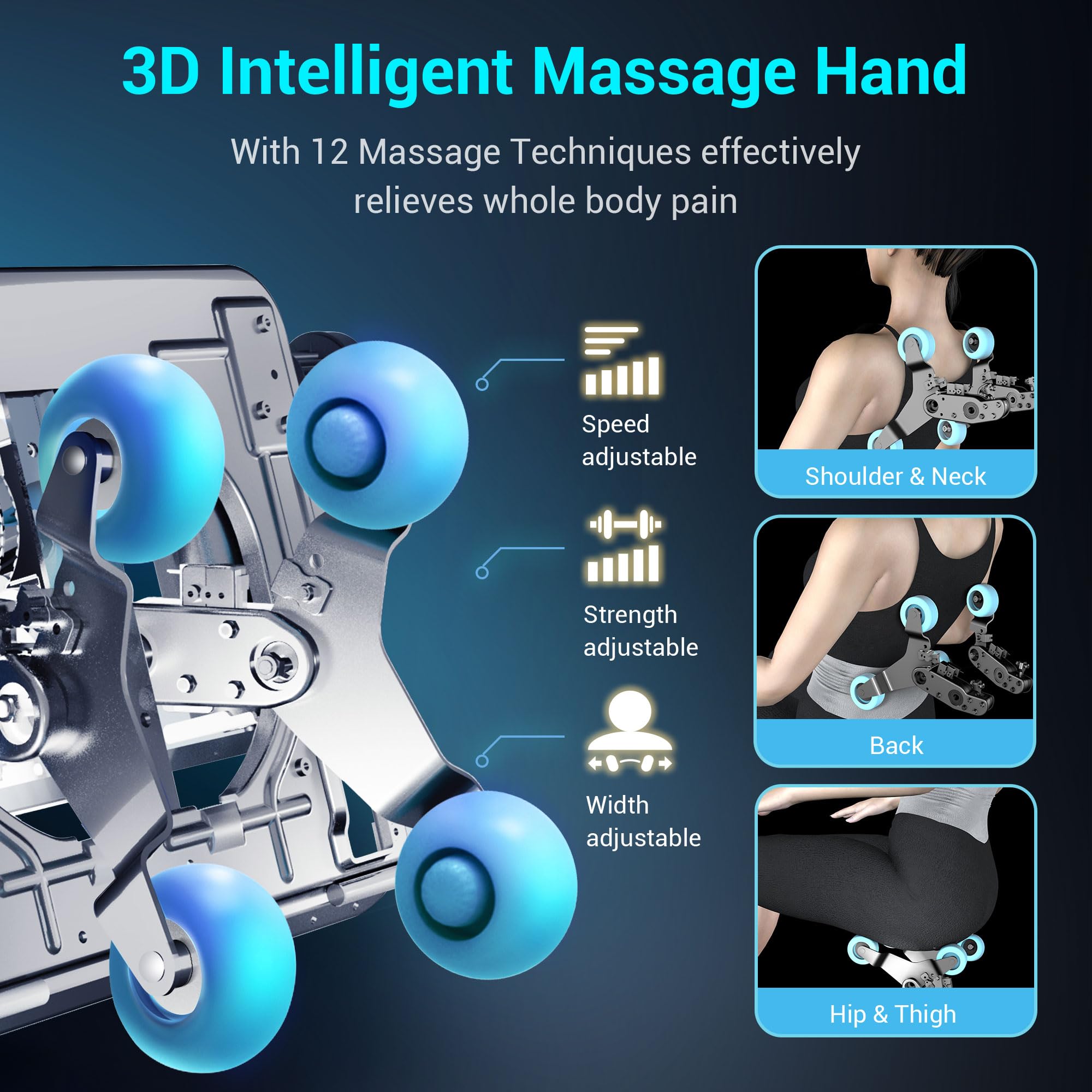 MYNTA Massage Chair Full Body with Heat, Zero Gravity SL-Track Shiatsu 3D Massage Chairs with 12 Modes,12 Massage Techniques, Waist Hip Heating, Calf Foot Massage, HD Bluetooth Speaker & White Noise