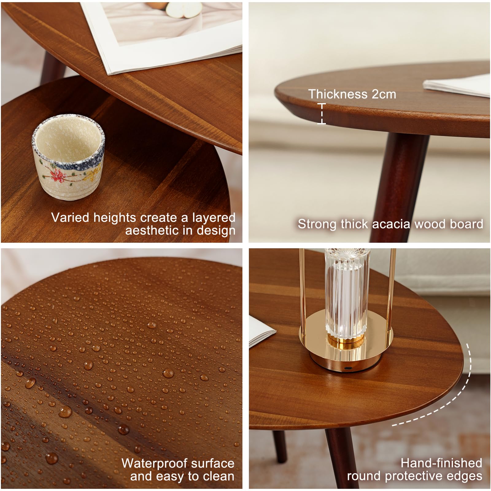Acacia Wood Nesting Coffee Table Set