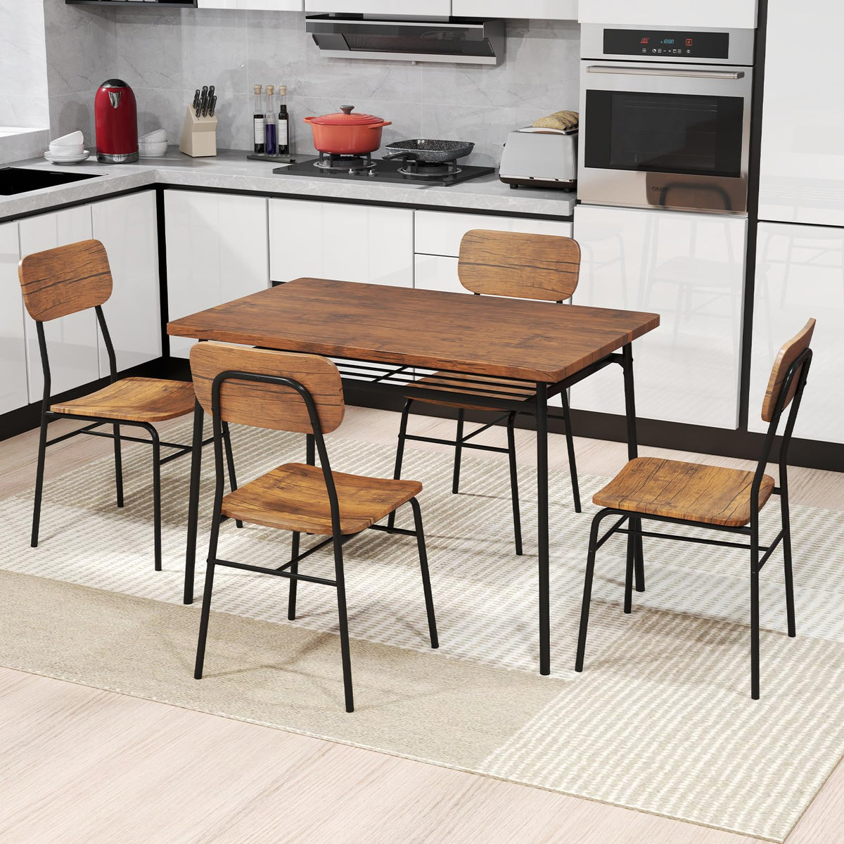 Dining Table Set with Storage Rack