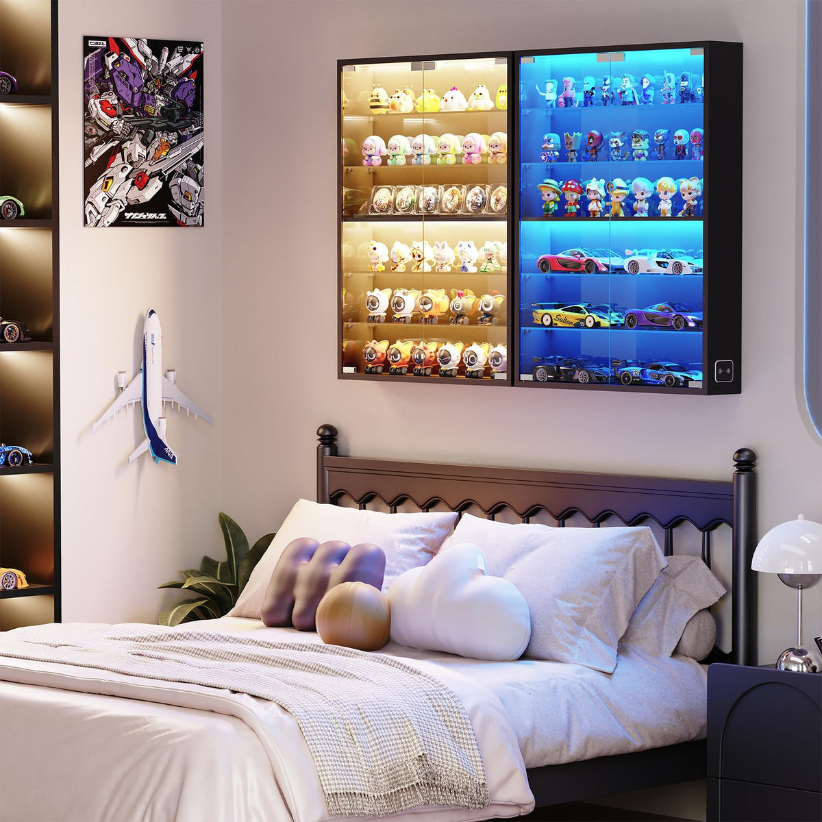 Aauro Home Wall Display Case with Glass Doors, Sports Card Display Case
