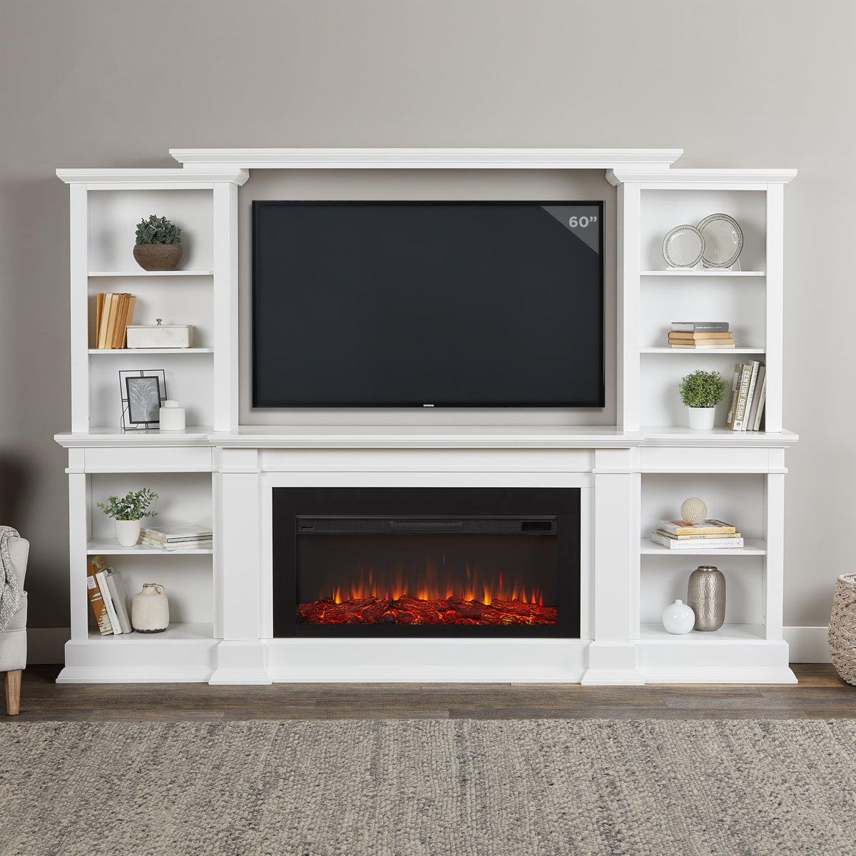 Real Flame Monte Vista Electric Media Fireplace, White,9900E-W