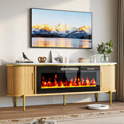 PRETZI 70" Fluted Fireplace TV Stand w/40 Electric Fireplace for 80" TVs