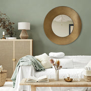 27-Inch Round Bronze Vintage Wall Mirror with Metal Frame