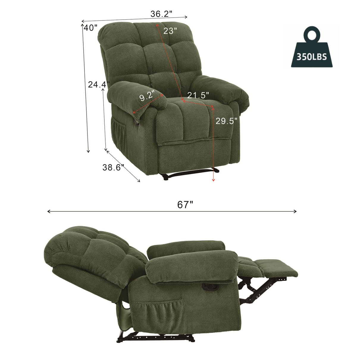 Padded Manual Recliner