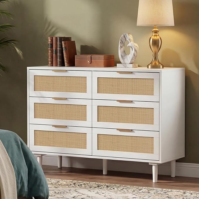 6-Drawer Rattan Dresser
