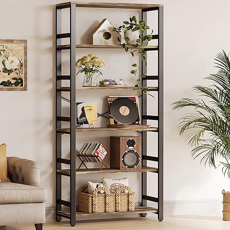 6-Tier Industrial Bookshelf, 31.5" Wide