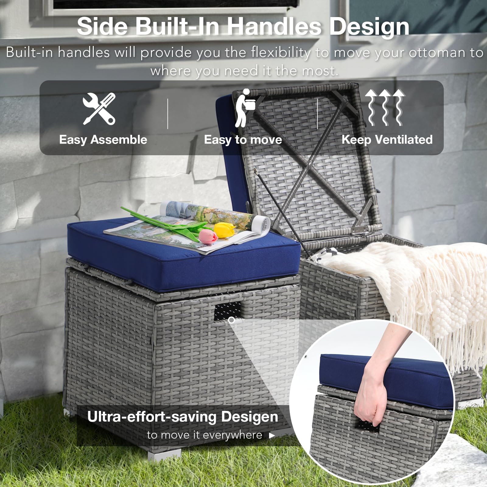 Outdoor Storage Ottoman Set of 2