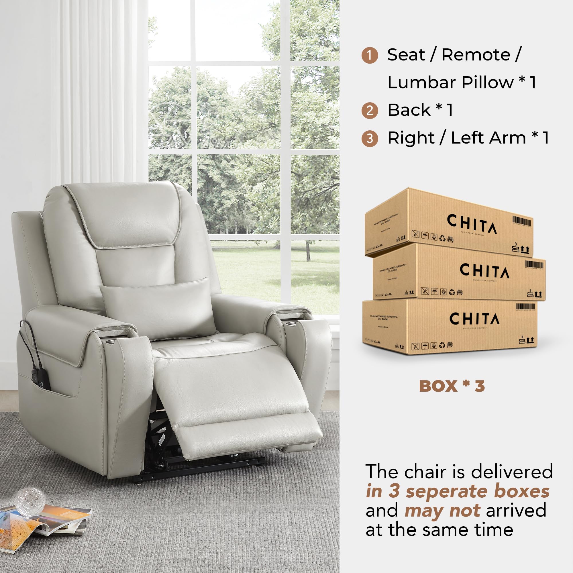 Power Lift Recliner Chair with Massage, Heat & Triple Motor
