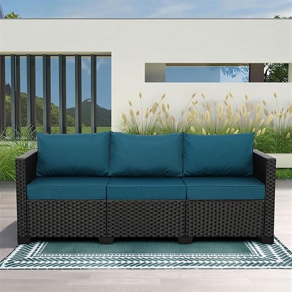 3-Seat Outdoor Patio Sofa with Waterproof Cover