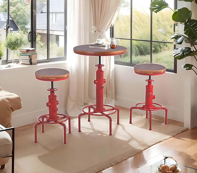 Industrial Pub Table & 2 Stools Set