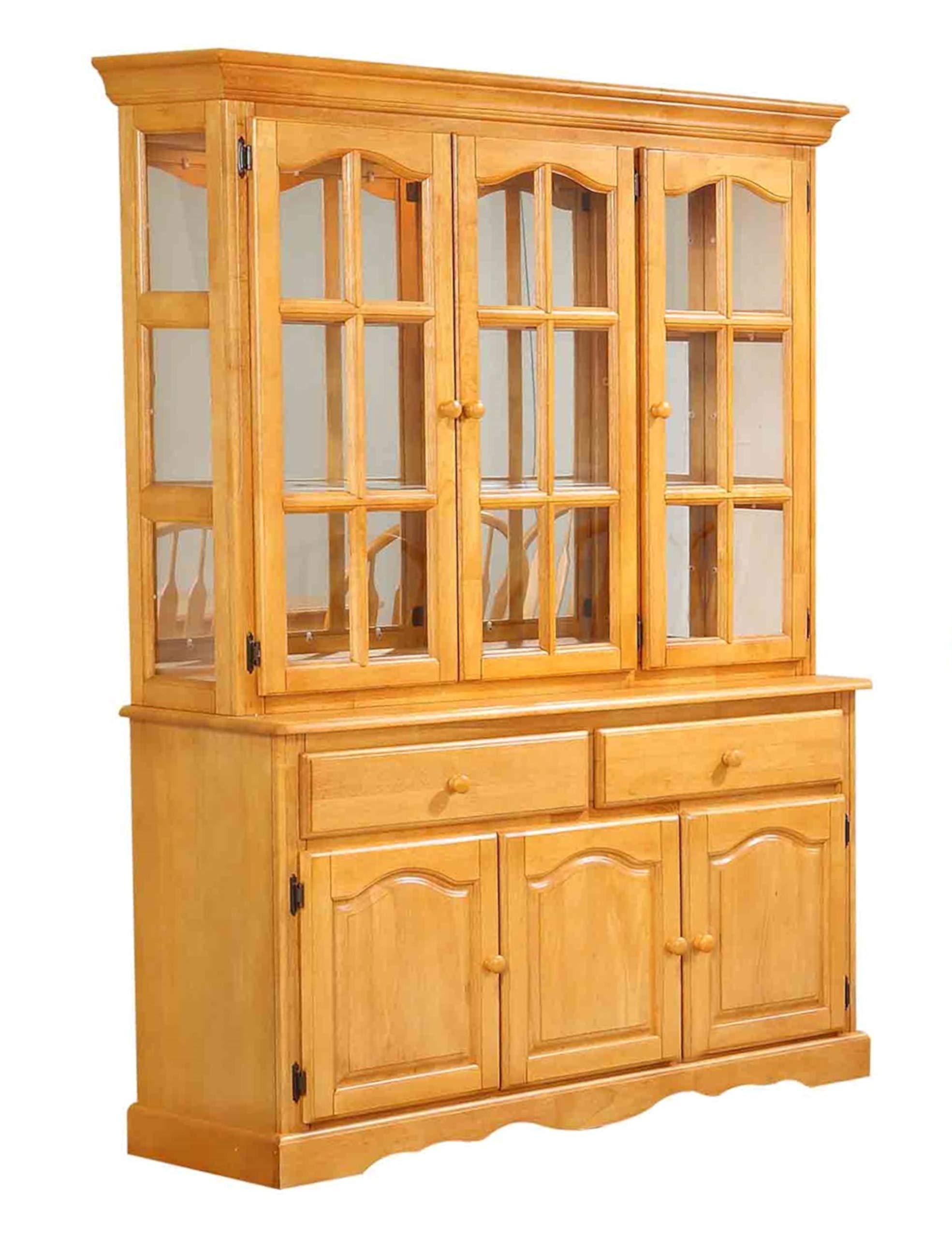 Oak Buffet and Lighted Hutch China Cabinet