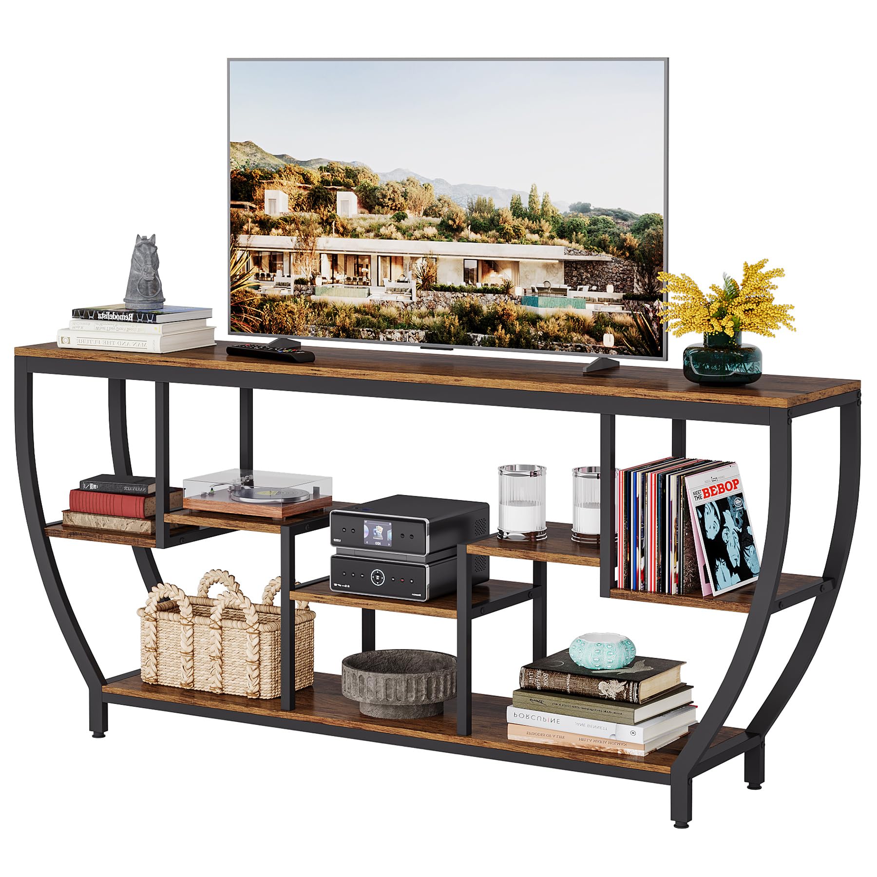 70.9" TV Stand with Storage Shelves