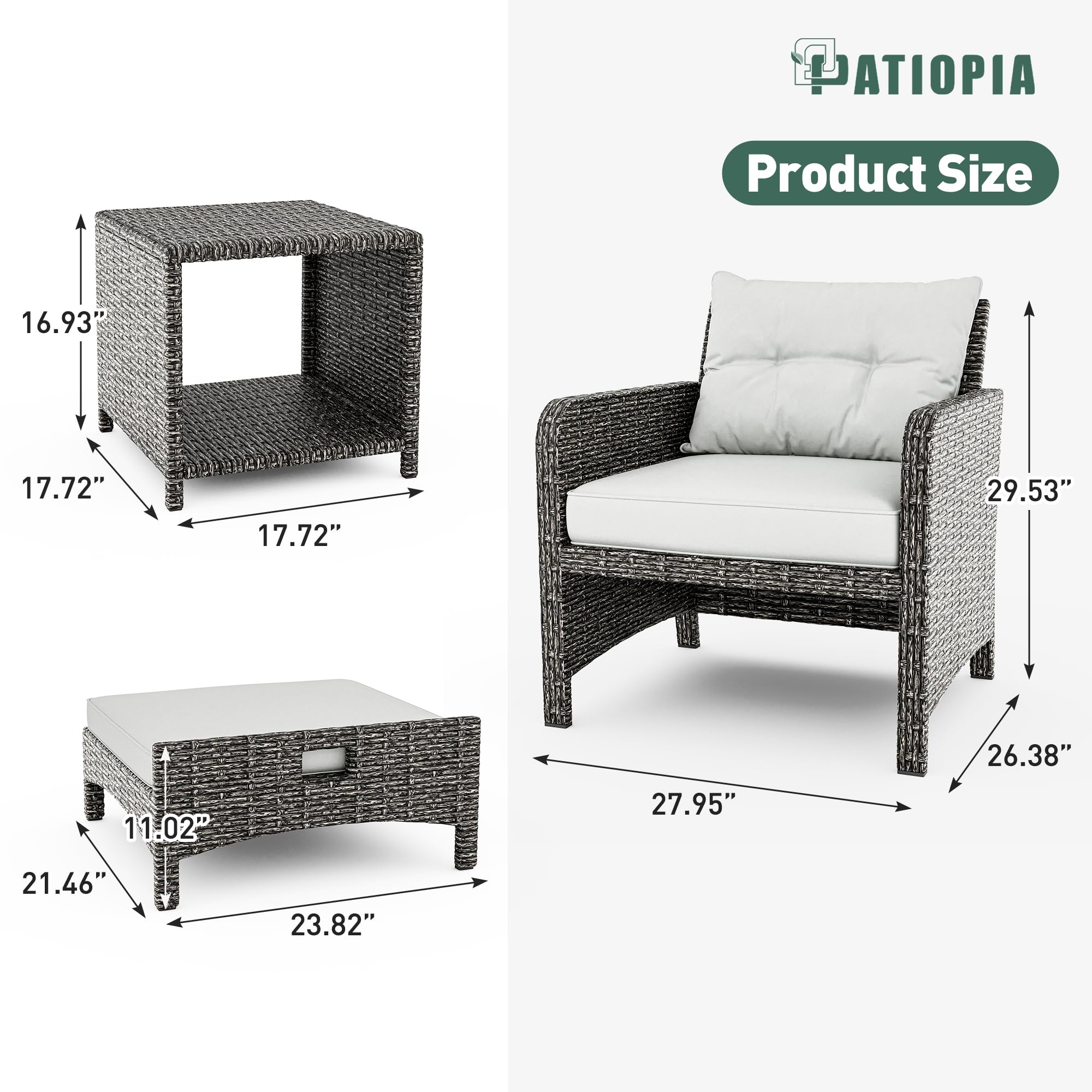 Wicker Patio Conversation Set with Ottomans & Coffee Table