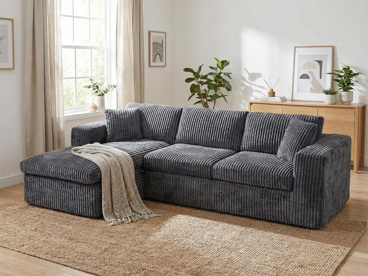 L-Shaped Corduroy Modular Sectional