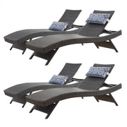 Summax 79'' Long Reclining Chair Set of 4 with Cushions, Outdoor Chaise Lounge Set, Rattan Chaise Lawn Sunbathing Chairs, PE Wicker Reclining Lounge Chair for Backyard Poolside Beach, Dark Brown