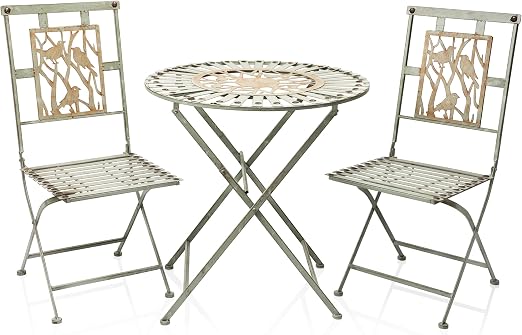 3-Piece Outdoor Bistro Set with Wicker Armchairs & Wood Table