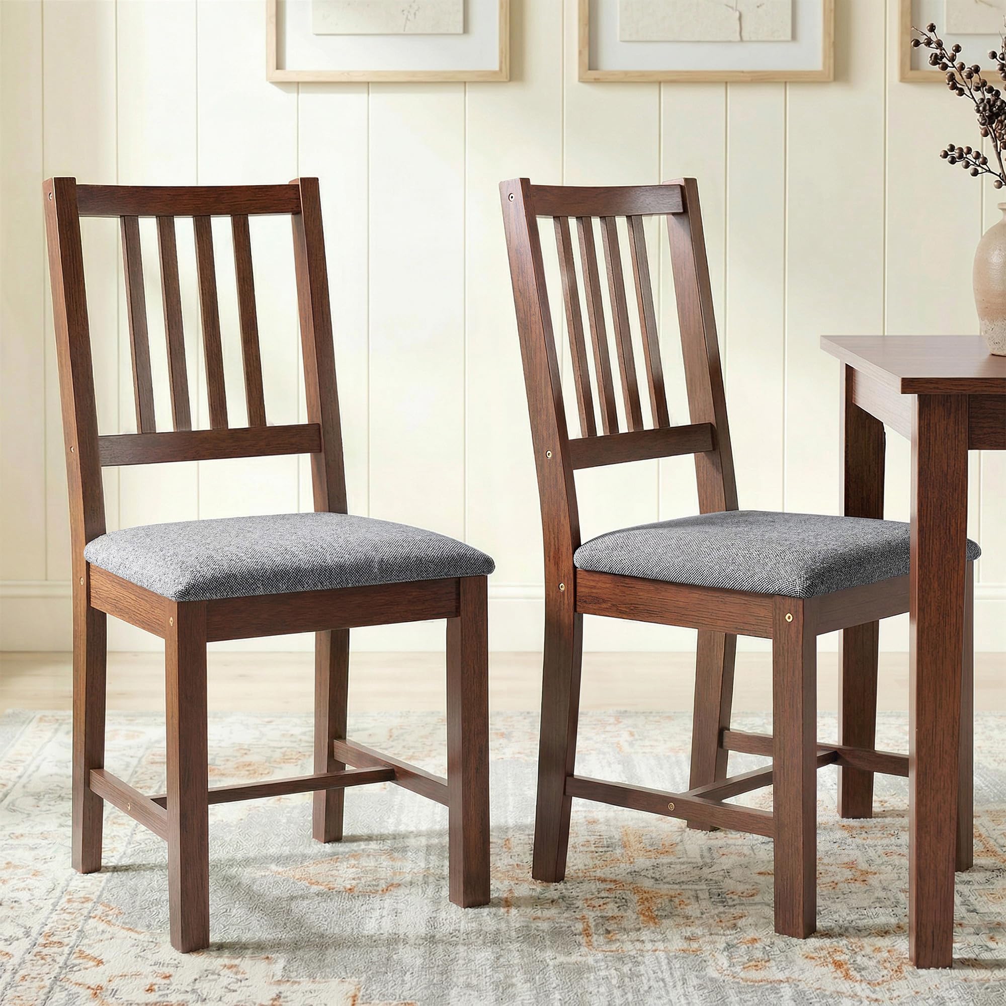 Mid-Century Upholstered Dining Chairs, Set of 2