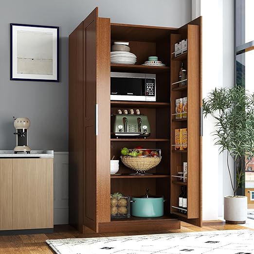 Kitchen Pantry Storage Cabinet with Fridge Door Shelves