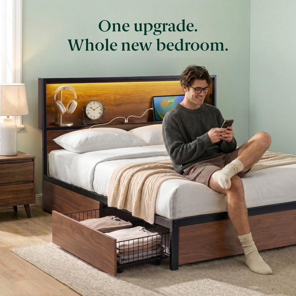 Zinus Kai Platform Bed Frame, Four Underbed Storage Drawers, Full