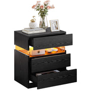 Nightstand with 3 Drawers & RGB LED Light