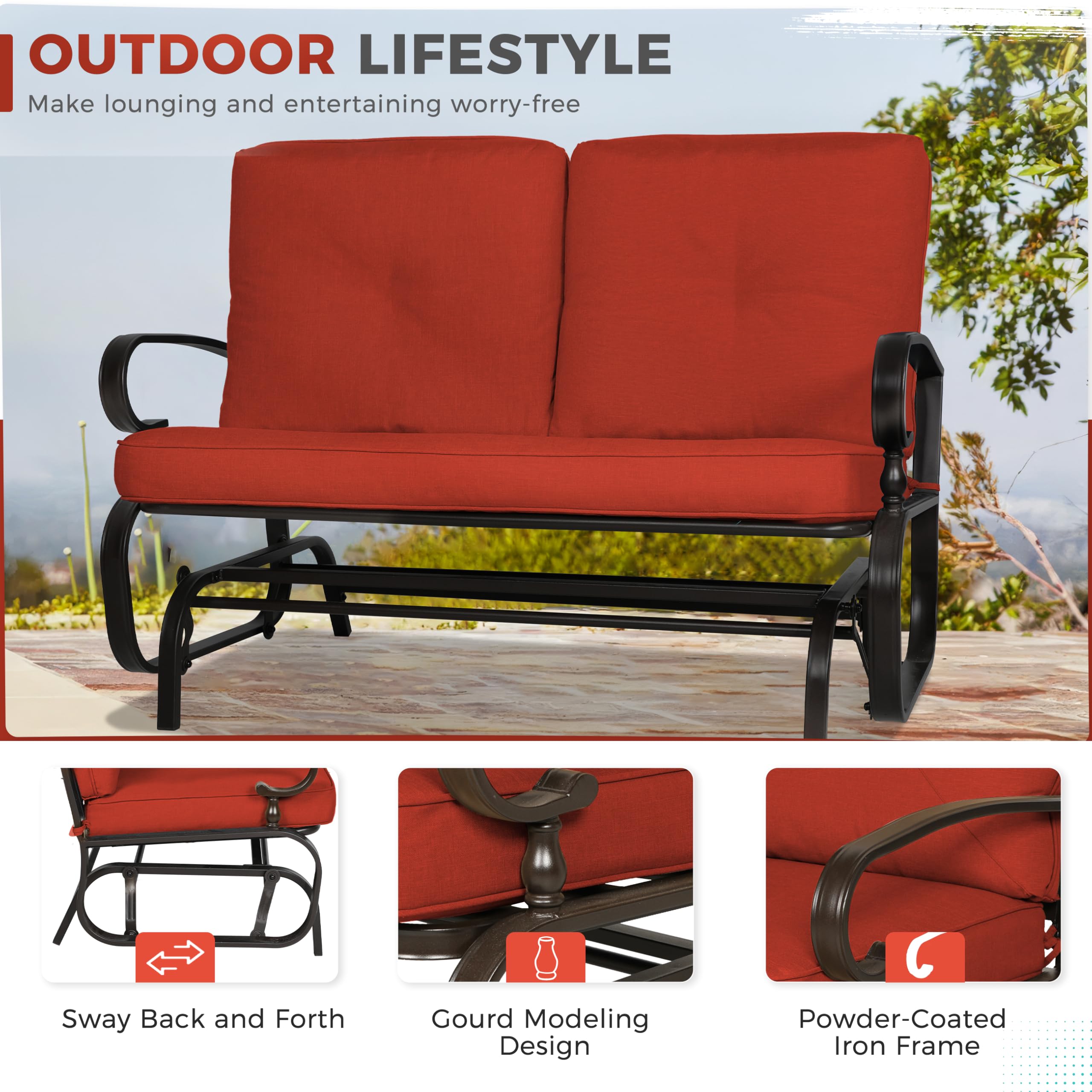 Outdoor Patio Glider Loveseat for 2