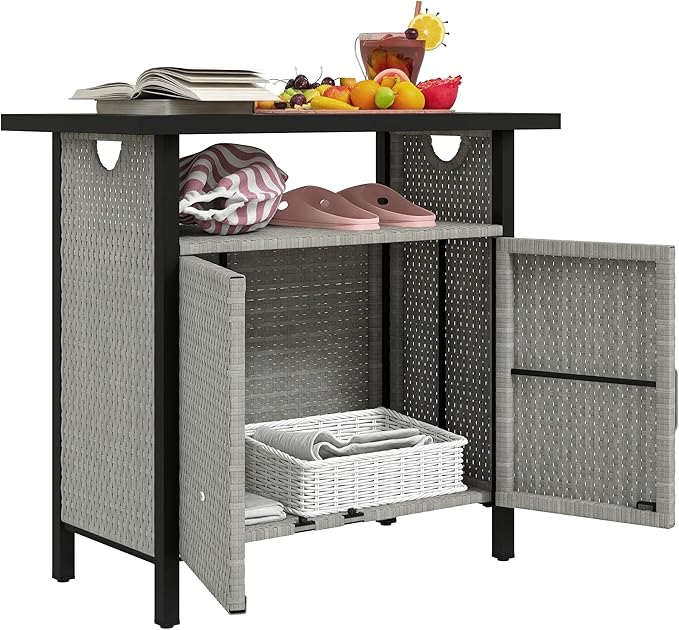 Outdoor Pool Towel Storage Cabinet with Shelf