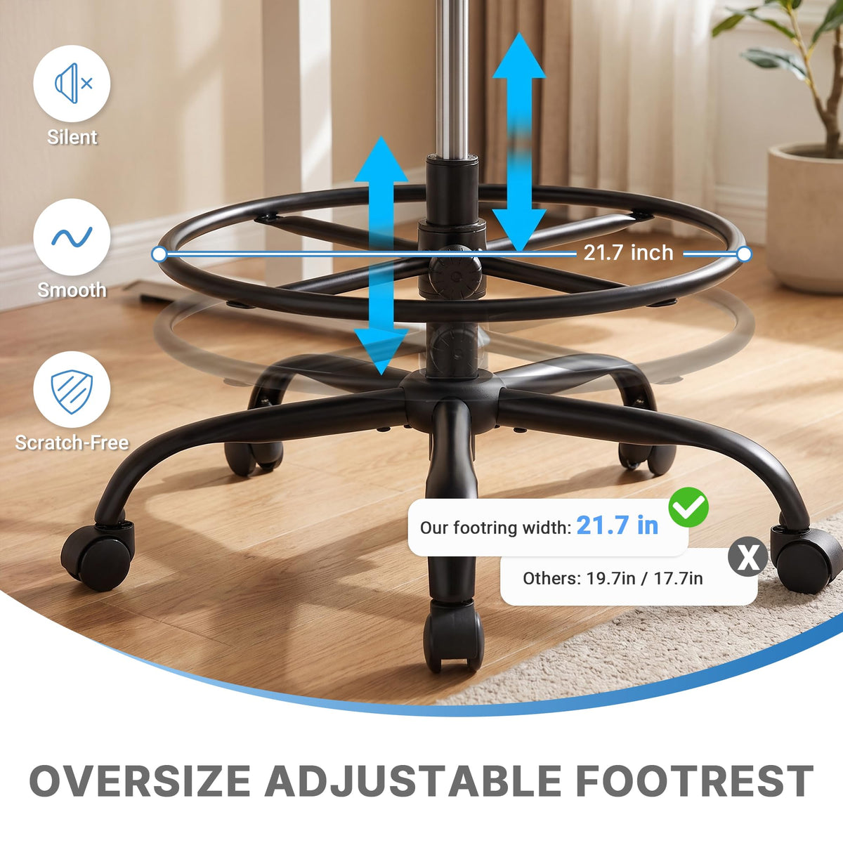 Big and Tall Drafting Chair, 400lbs Heavy Duty Chair for Standing Desk