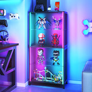 4-Tier Display Cabinet with RGB Lights and Glass Shelves