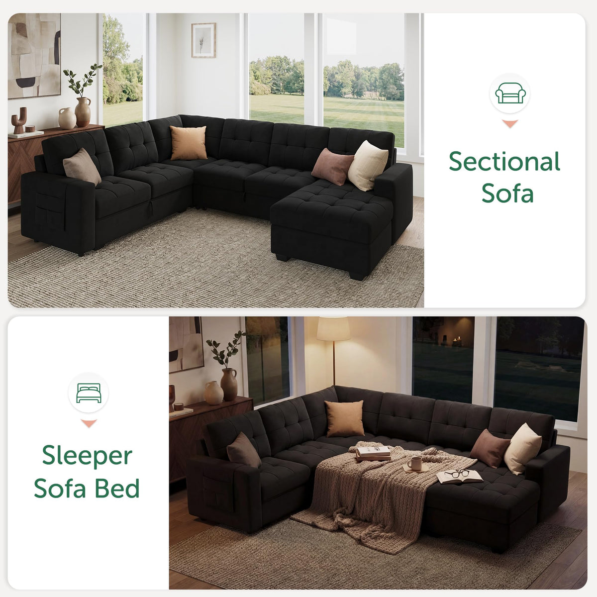 U-Shaped Sectional Sleeper Sofa