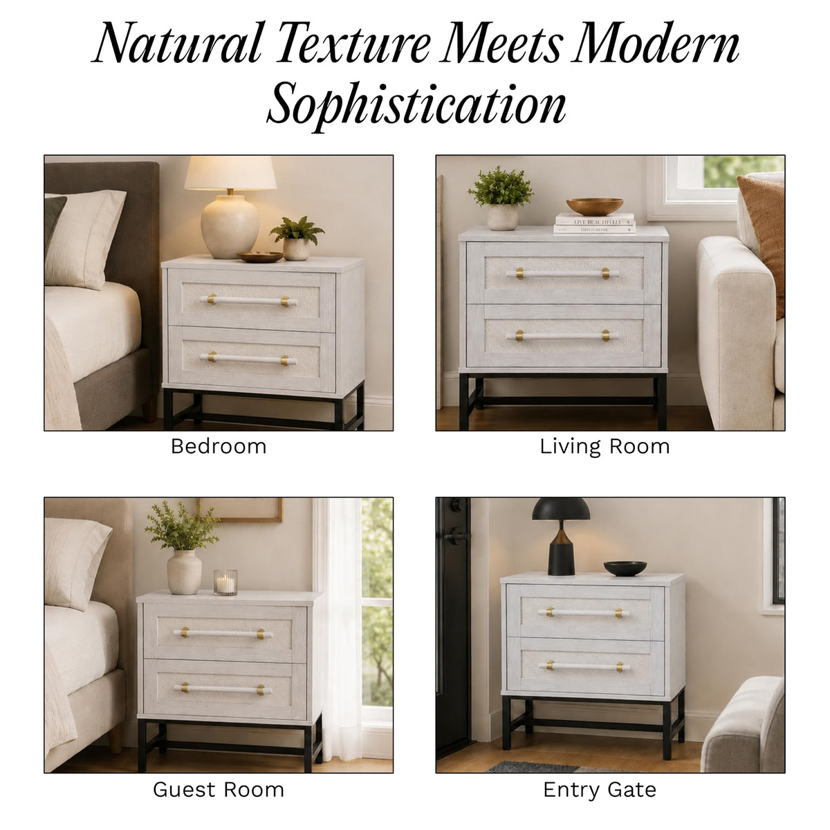 2-Drawer Rattan Nightstand