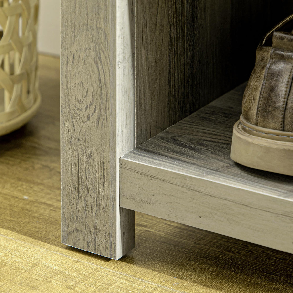 Grey Hall Tree with Shoe Storage Bench