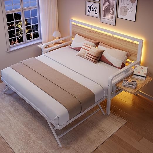 Twin Daybed with Trundle & LED Light