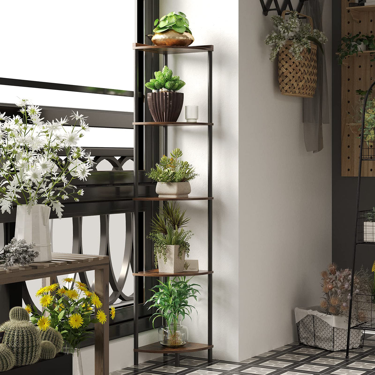 SUNMORY 5 Tier Corner Shelf, 65" Tall Corner Shelves for Living Room Decor