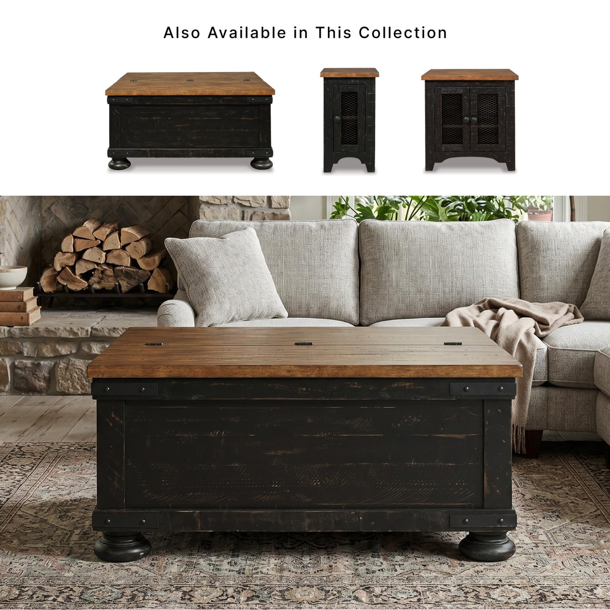 Signature Design by Ashley Lift Top Coffee Table with Storage, Farmhouse
