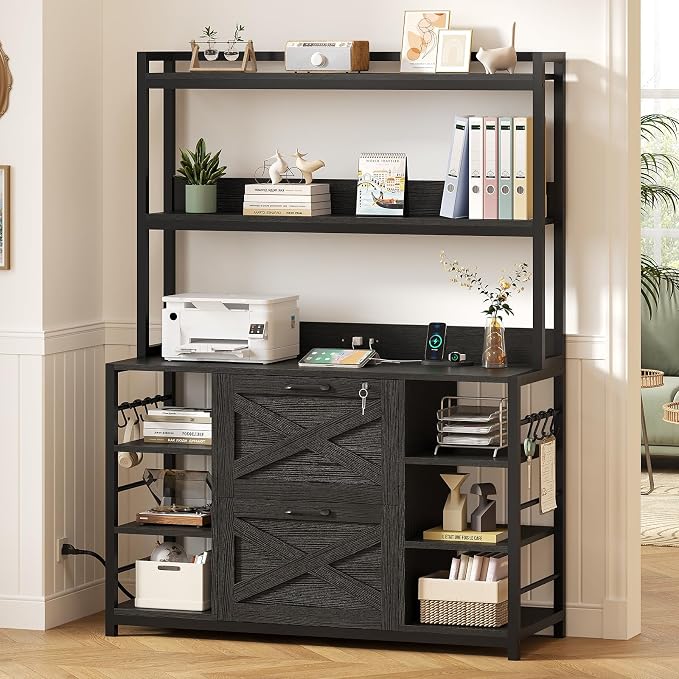2-Drawer File Cabinet with Charging Station