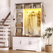 White LED Hall Tree with Shoe Storage