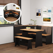 L-Shaped Breakfast Nook Table Set with Corner Bench & Storage