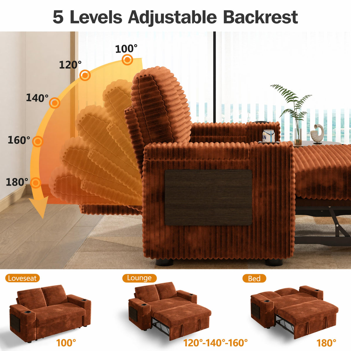 Corduroy Loveseat Sleeper Sofa