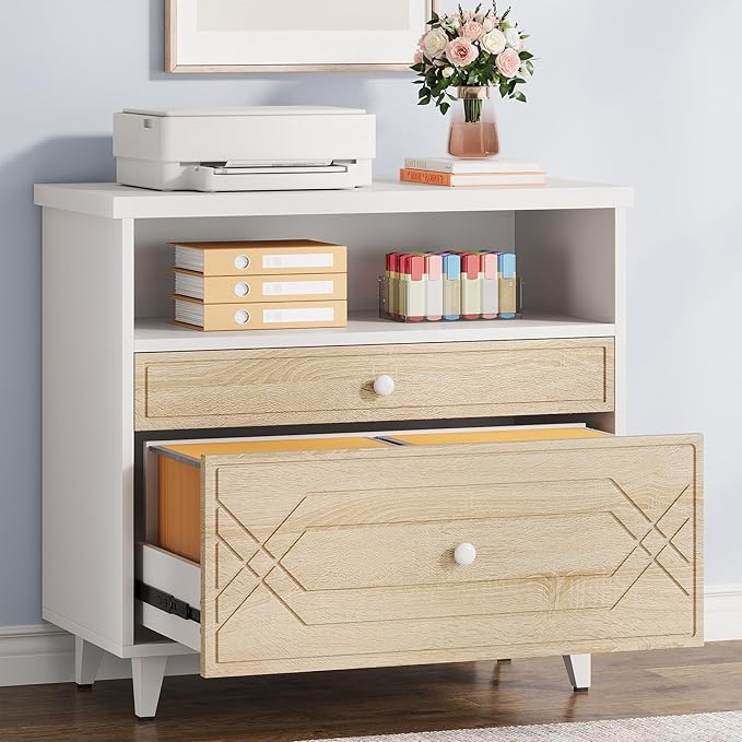 2-Drawer Lateral Filing Cabinet with Open Shelf
