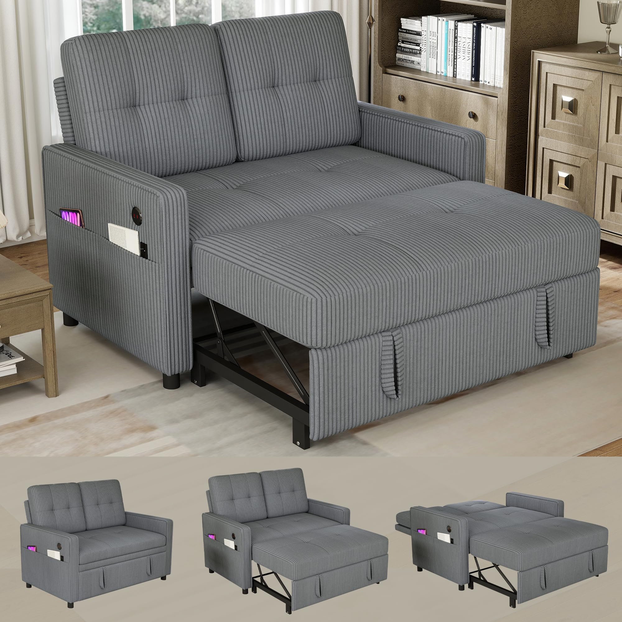 Convertible Sleeper Loveseat Sofa with Adjustable Backrest