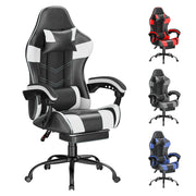 Gaming Chair with Footrest, Ergonomic Video Game Chair for Adults, White