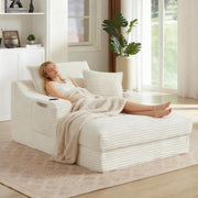 Oversized Chaise Lounge Chair with Cup Holder & Pillows