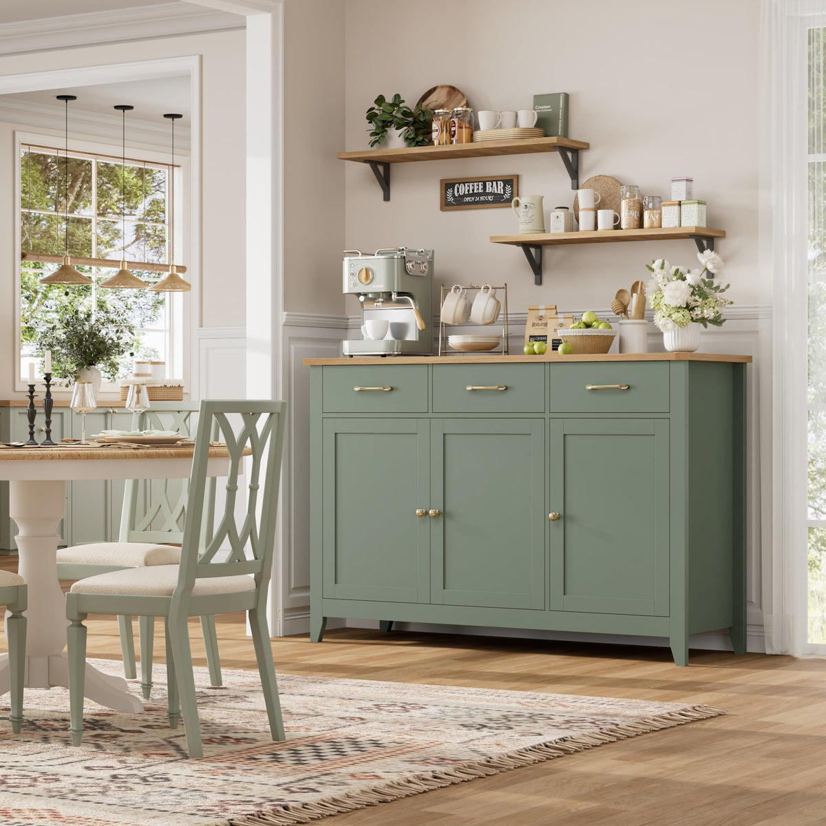 Sage Green Buffet Cabinet